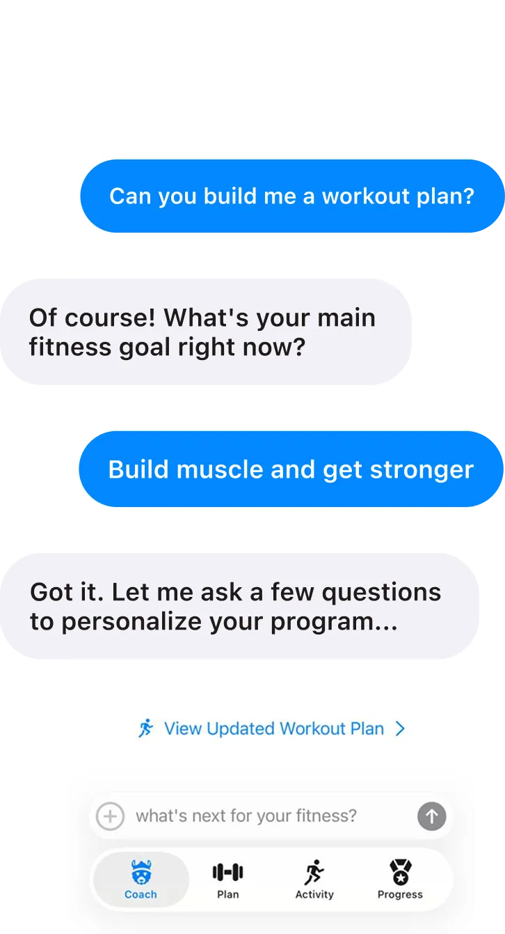 SensAI AI coach chat interface with personalized fitness advice